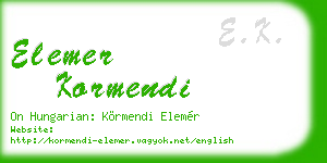 elemer kormendi business card