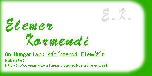 elemer kormendi business card